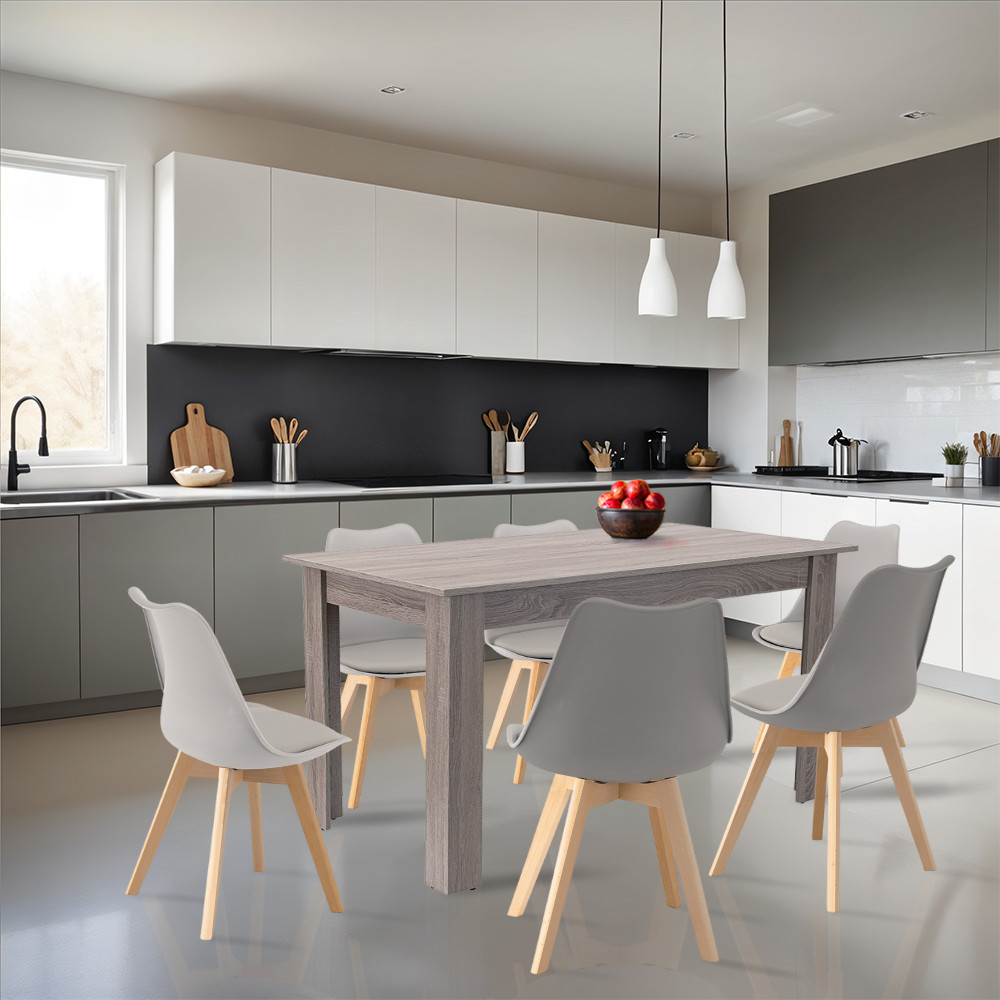 Leziter Set de masă Zara 6 1 gri-stejar York Mobalis Homvera