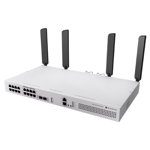 Switch L3, Wi-Fi 6 Dual-Band, 8 x RJ45 1G PoE, 8 x RJ45 1G, 2 x SFP+ 10G, 2 x AC, 1U - MikroTik CRS418-8P-8G-2S+5axQ2axQ-RM SafetyGuard Surveillance