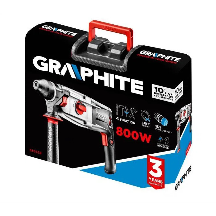 graphite BURGHIU CU CIOCAN CU FUNCȚIE DE DALTĂ, SDS PLUS 800W, CUTIE, GRAFIT Mobalis Homvera