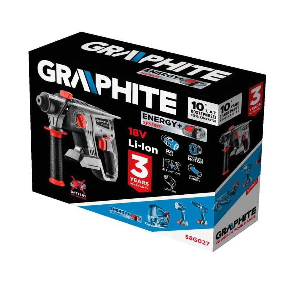 graphite BURGHIU CU PERCUȚIE FĂRĂ FIR CU FUNCȚIE DALTĂ, ENERGY+ 18V, 2,2J, FĂRĂ ACUMULATOR, GRAFIT Mobalis Homvera