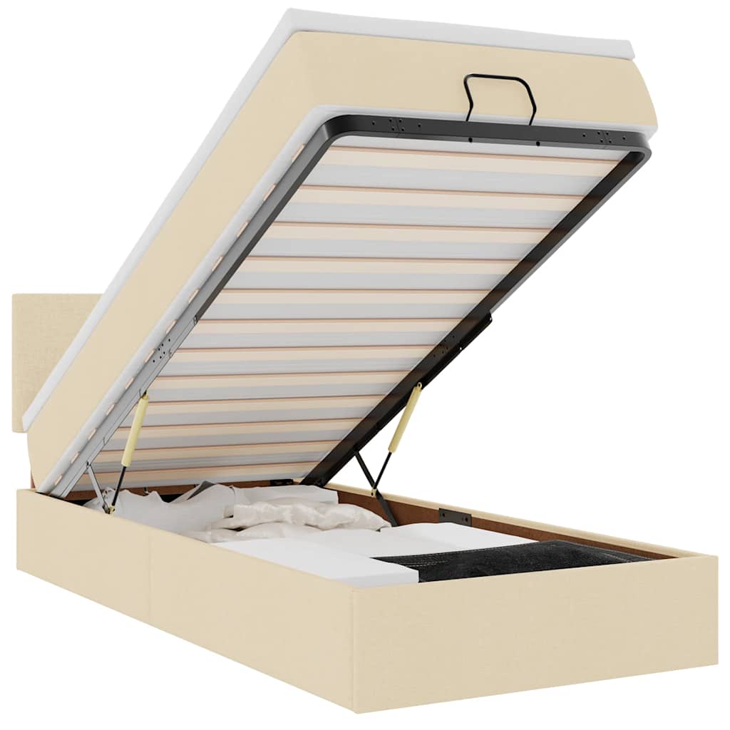 Pat otoman cu saltea crem 100x200 cm stofa GartenMobel Dekor