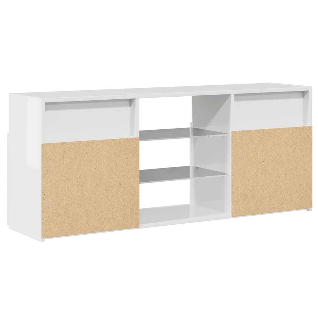 Comodă TV cu lumini LED, alb extralucios, 120x30x50 cm GartenMobel Dekor