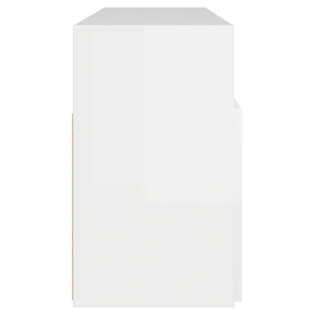 Comodă TV cu lumini LED, alb extralucios, 120x30x50 cm GartenMobel Dekor