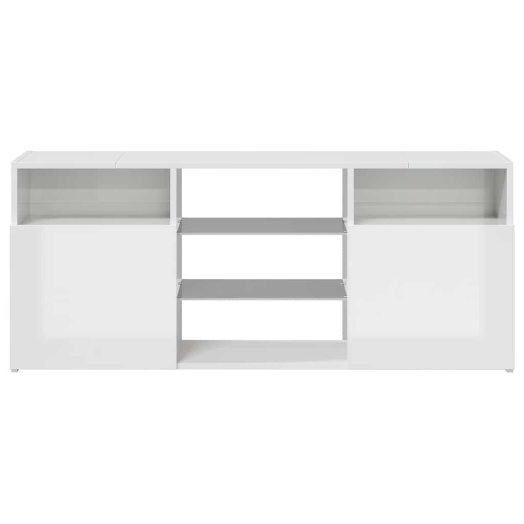 Comodă TV cu lumini LED, alb extralucios, 120x30x50 cm GartenMobel Dekor