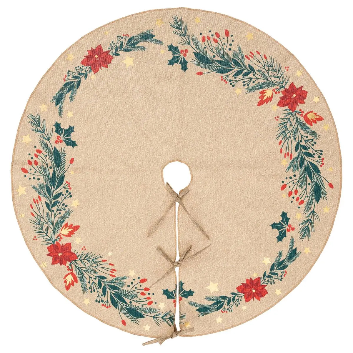 Covoras de pus sub bradul de Craciun, diametru 90 cm, bej cu modele Household NewTrend