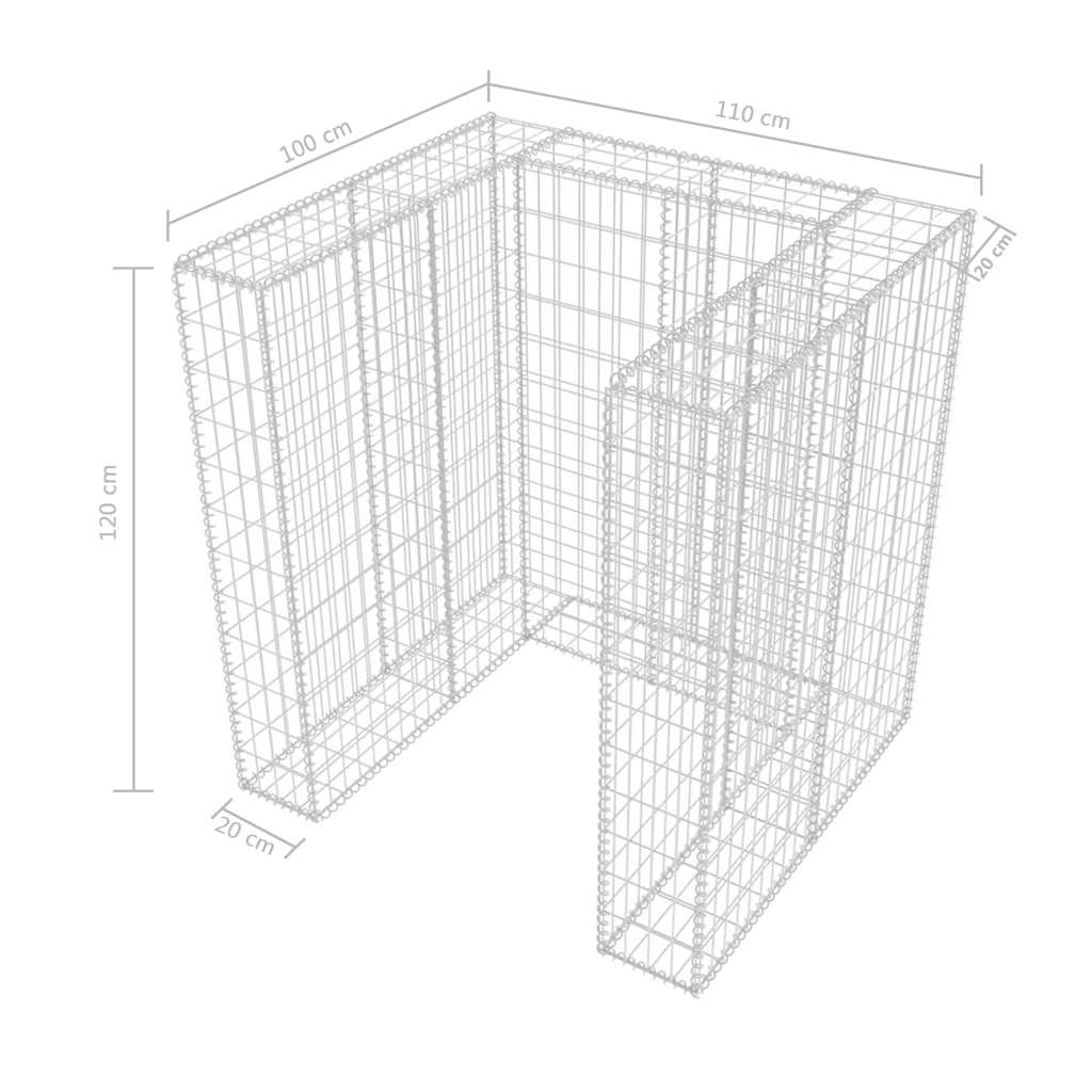 Gabion unic îngrădire pubelă, oțel, 110 x 100 x 120 cm GartenMobel Dekor