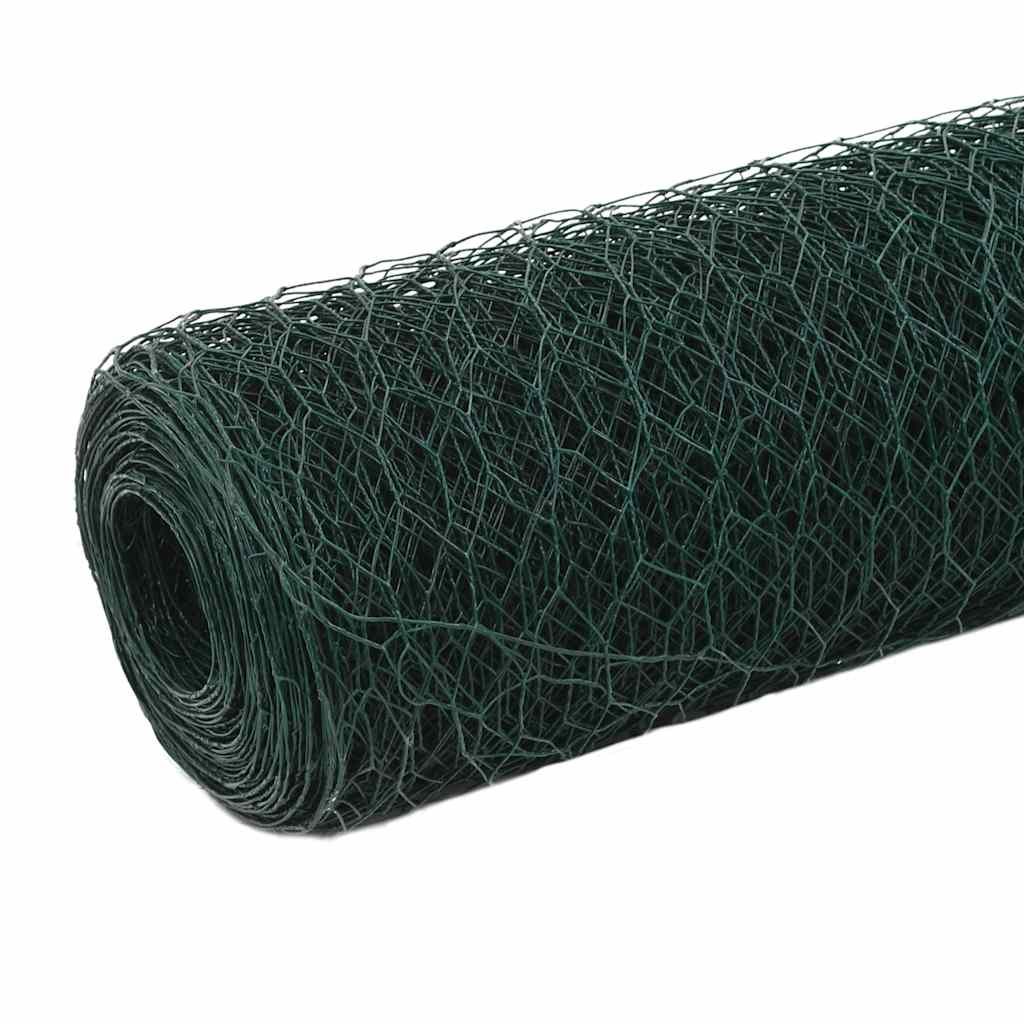 Plasă de sârmă găini, verde, 25 x 1,2 m, oțel cu înveliș PVC GartenMobel Dekor