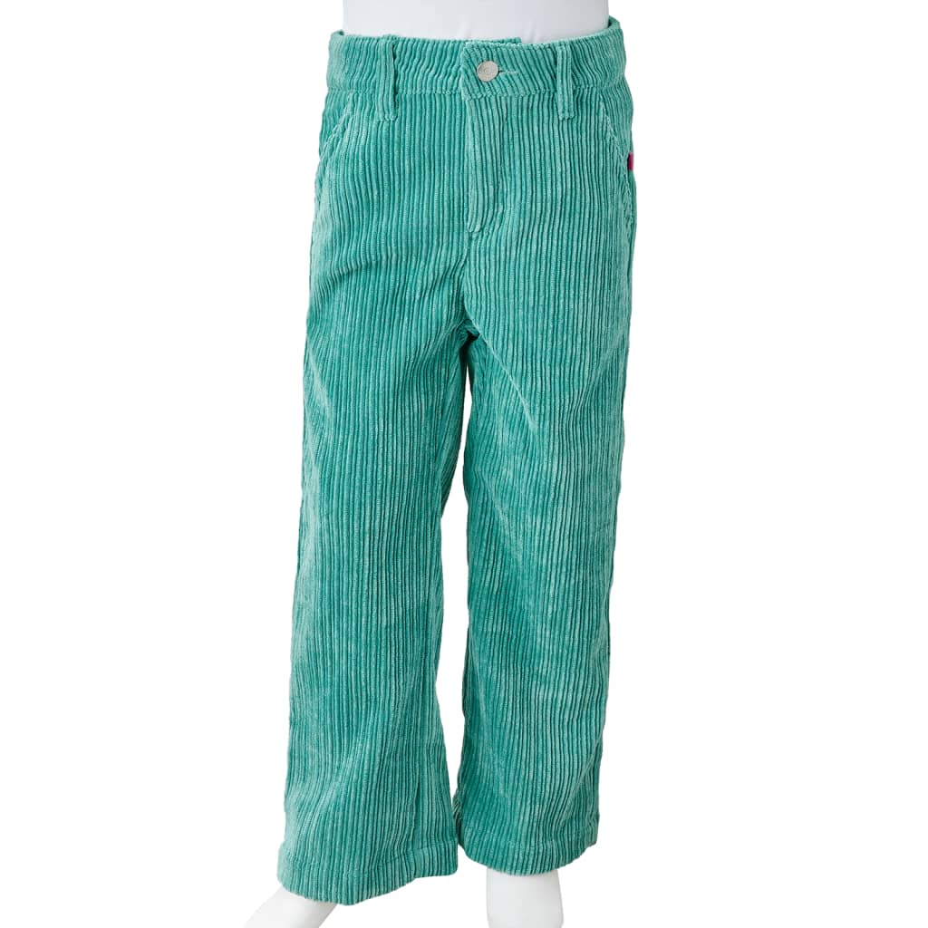 Pantaloni de copii din velur, verde mentă, 128 GartenMobel Dekor