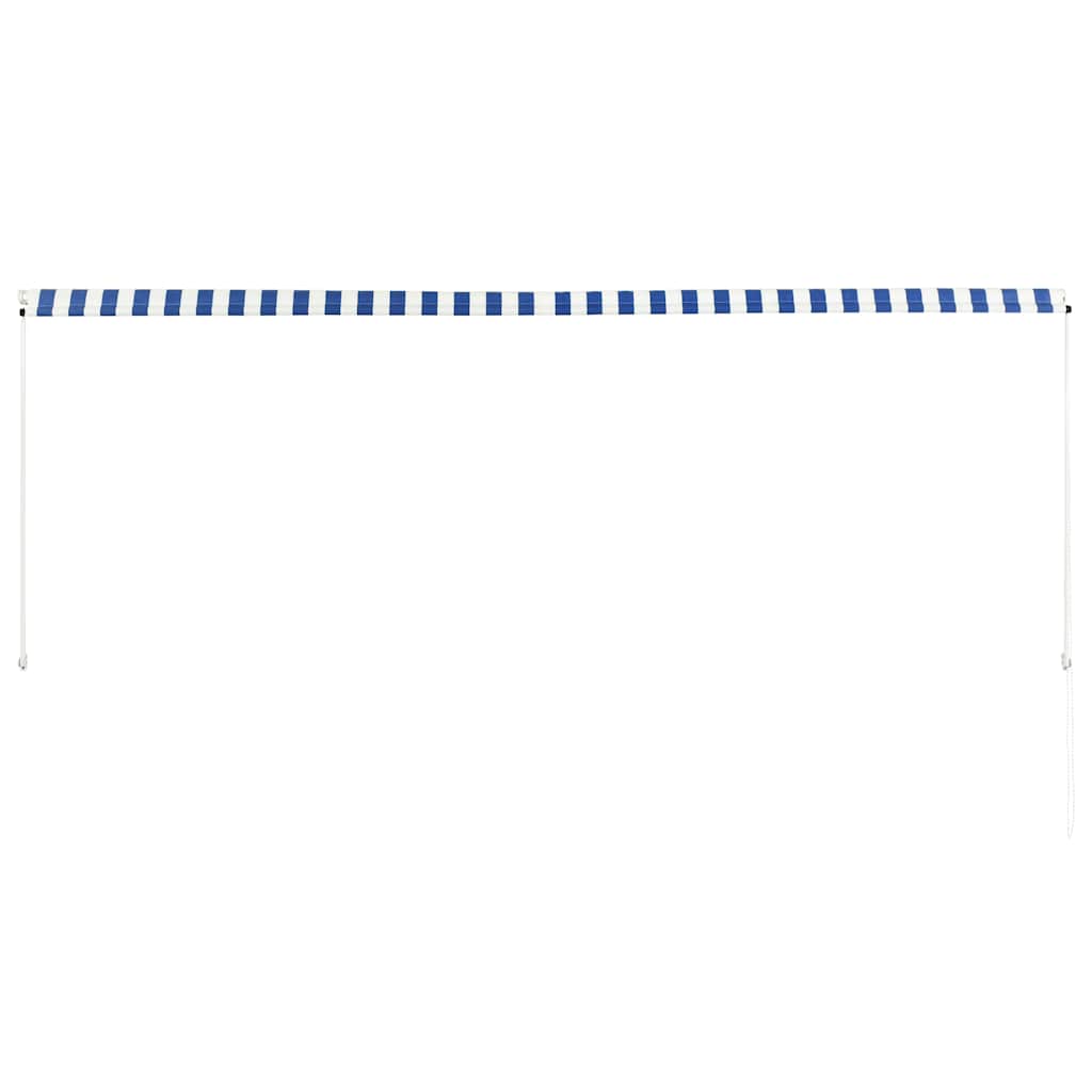 Copertină retractabilă, albastru și alb, 350 x 150 cm GartenMobel Dekor