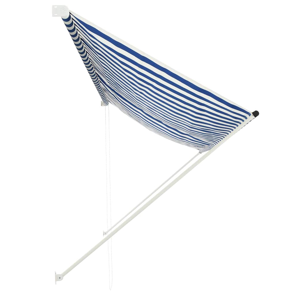 Copertină retractabilă, albastru și alb, 350 x 150 cm GartenMobel Dekor