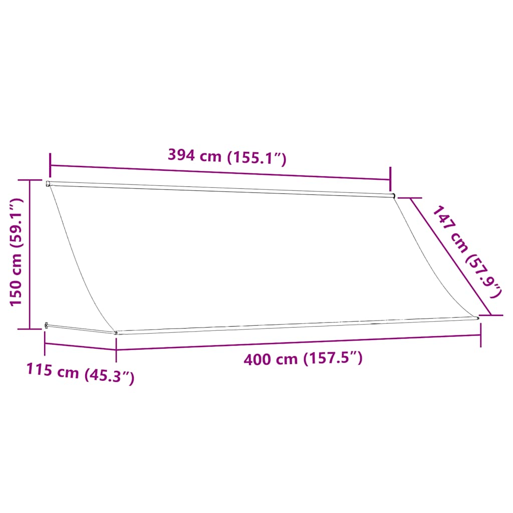 Copertină retractabilă, crem, 400 x 150 cm GartenMobel Dekor