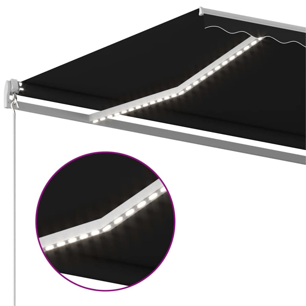 Copertină retractabilă manual cu LED, antracit, 600x300 cm GartenMobel Dekor