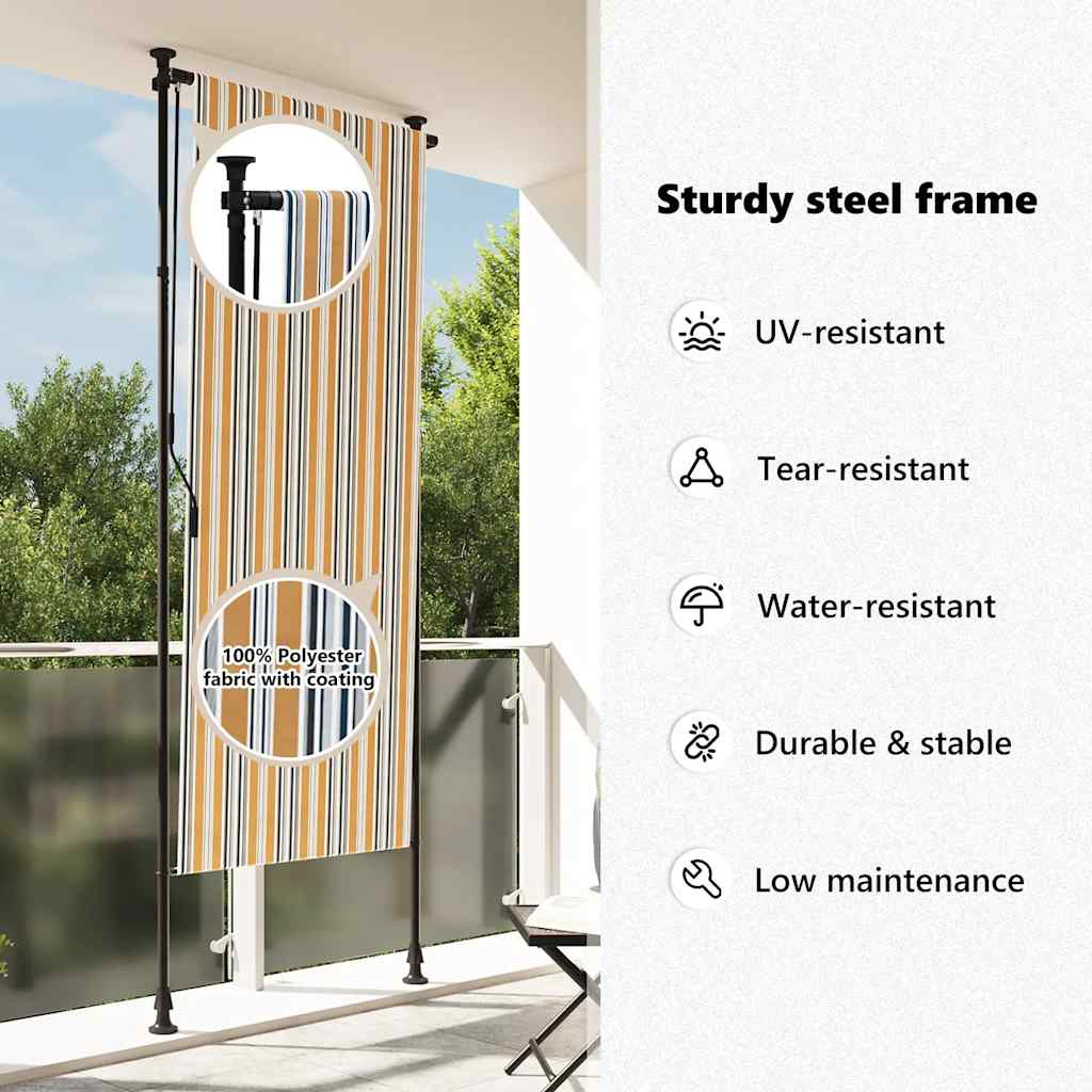 Jaluzea rulou de exterior, galben/alb, 120x270 cm țesătură/oțel GartenMobel Dekor