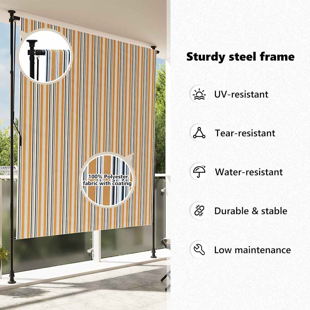 Jaluzea rulou de exterior, galben/alb, 150x270 cm țesătură/oțel GartenMobel Dekor