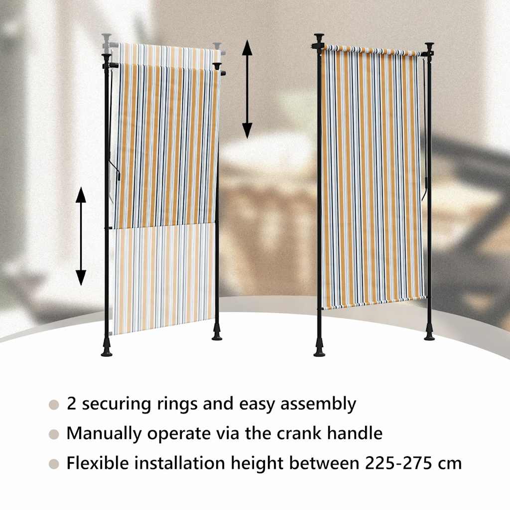 Jaluzea rulou de exterior galben/alb 100x270 cm țesătură/oțel GartenMobel Dekor