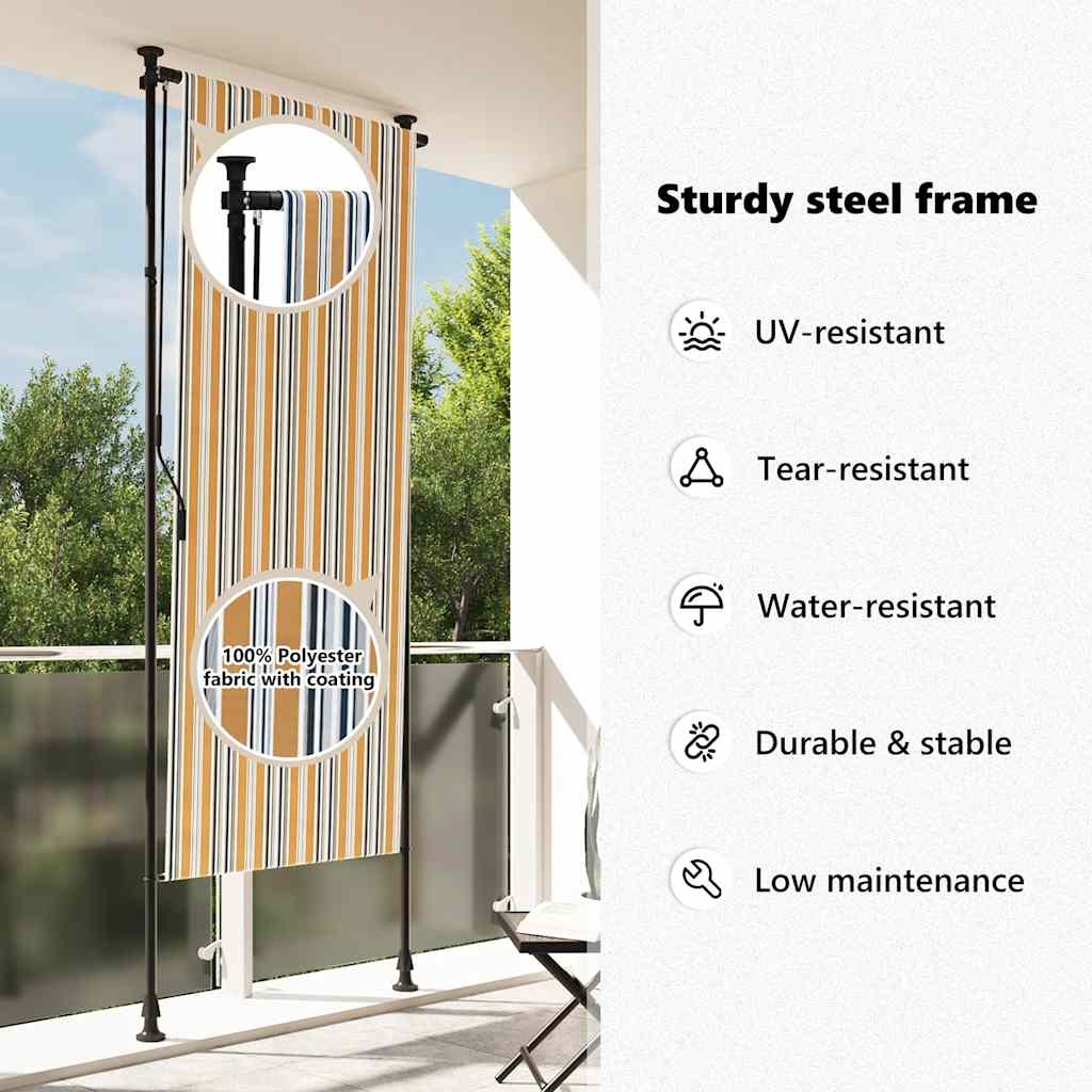 Jaluzea rulou de exterior galben/alb 100x270 cm țesătură/oțel GartenMobel Dekor