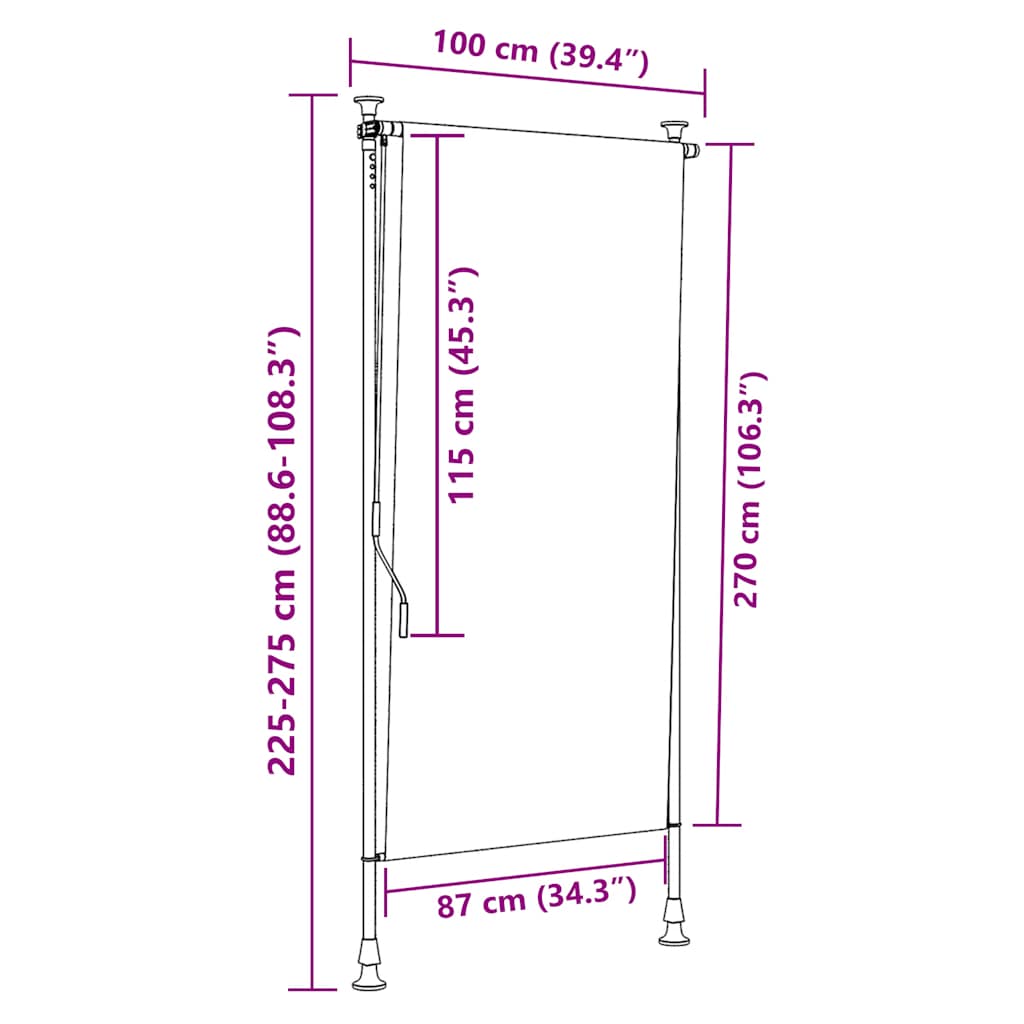 Jaluzea rulou de exterior galben/alb 100x270 cm țesătură/oțel GartenMobel Dekor