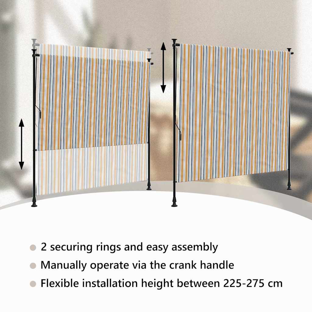 Jaluzea rulou de exterior galben/alb 200x270 cm țesătură/oțel GartenMobel Dekor