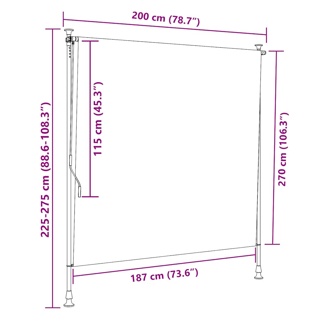 Jaluzea rulou de exterior galben/alb 200x270 cm țesătură/oțel GartenMobel Dekor