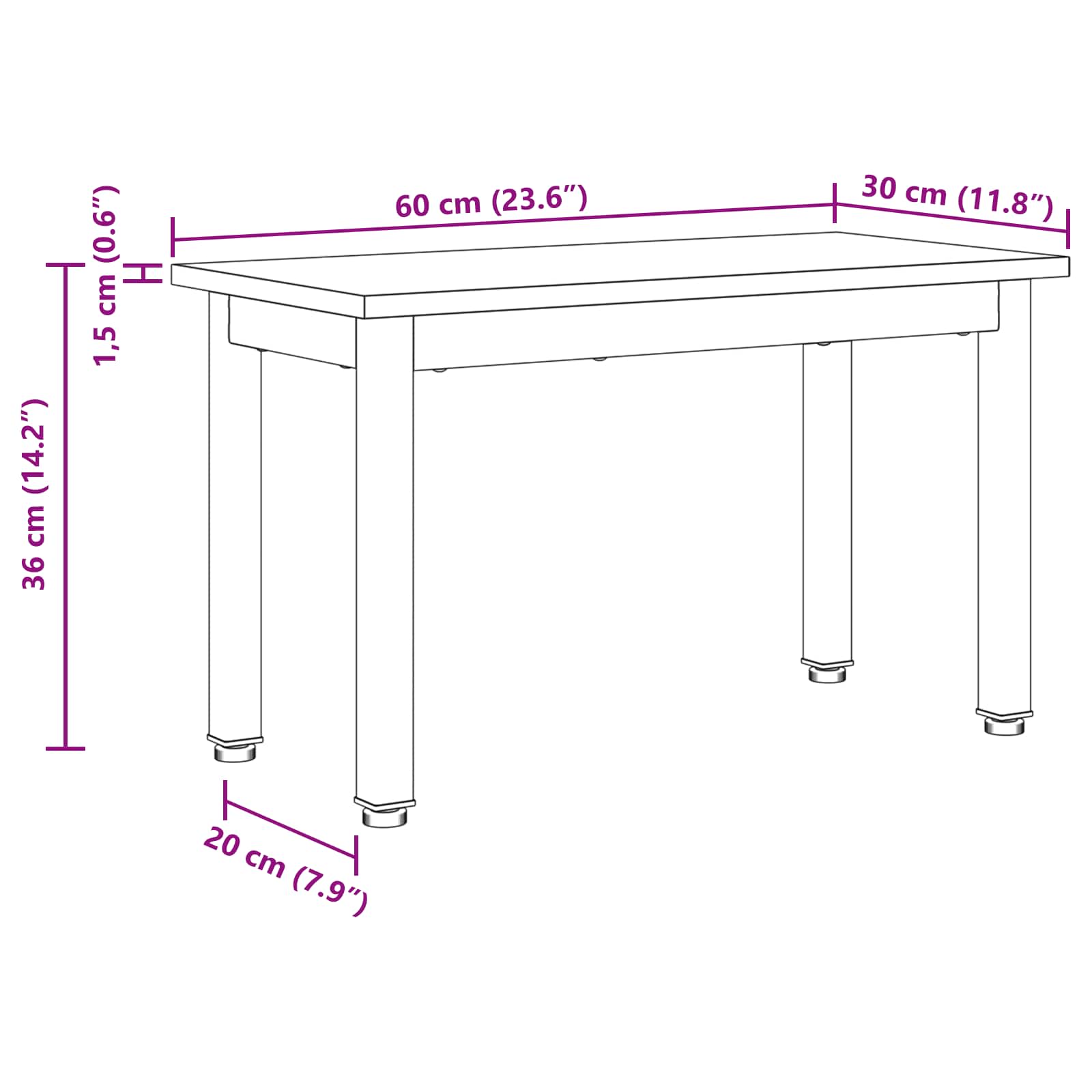 Masă de cafea Sonoma 60 x 30 x 36 cm Lemn compozit GartenMobel Dekor