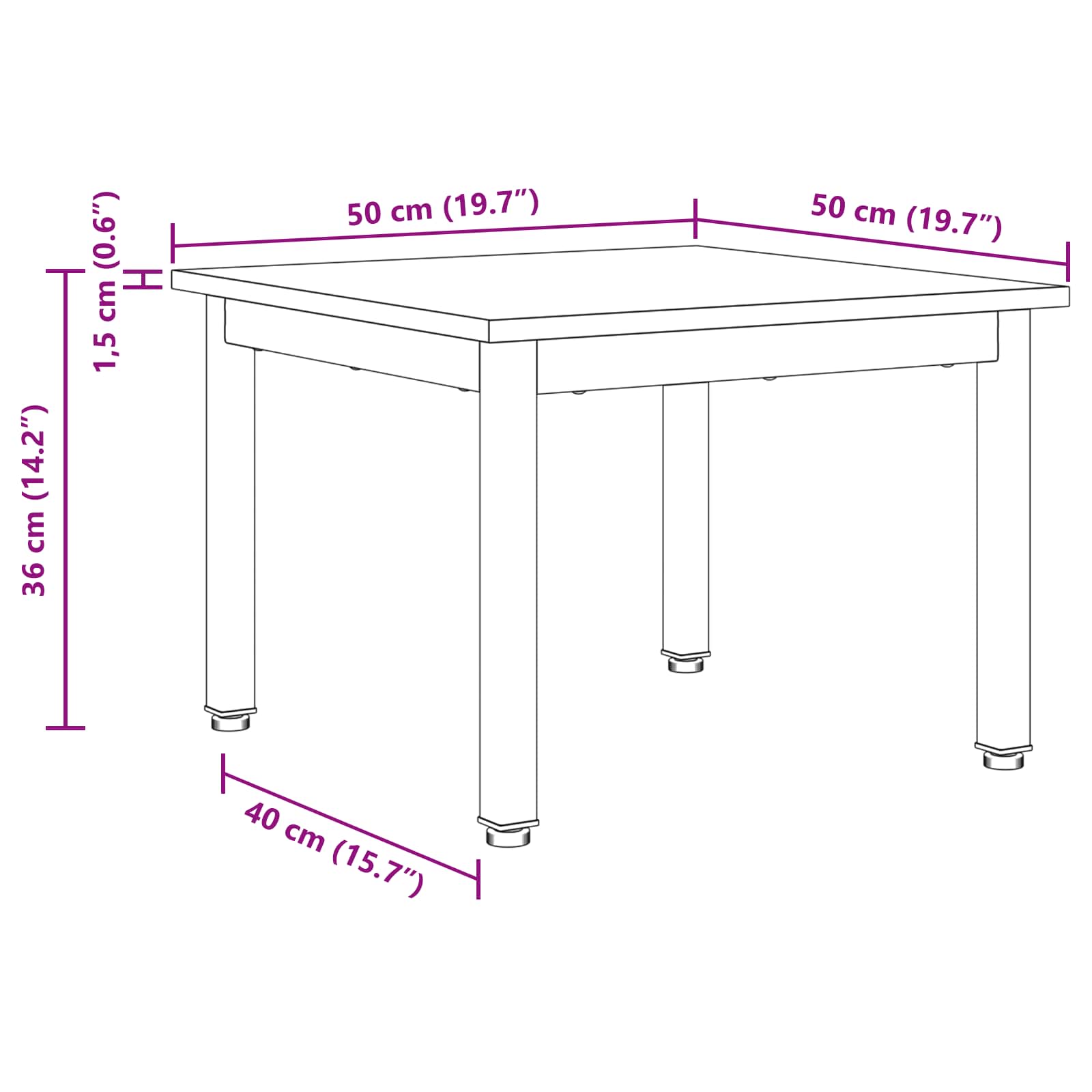Masă de cafea Stejar Negru 50 x 50 x 36 cm Lemn compozit GartenMobel Dekor