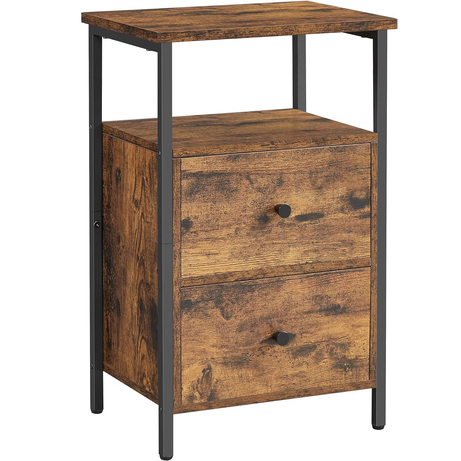 VASAGLE Noptiera cu 2 sertare pentru dormitor, design industrial, 28x38x60cm, maro si negru Household NewTrend