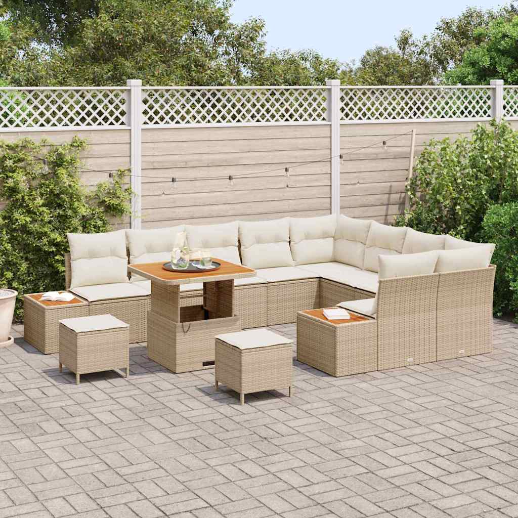 Set de canapele pentru grădină 12 pcs Bej poliratan GartenMobel Dekor