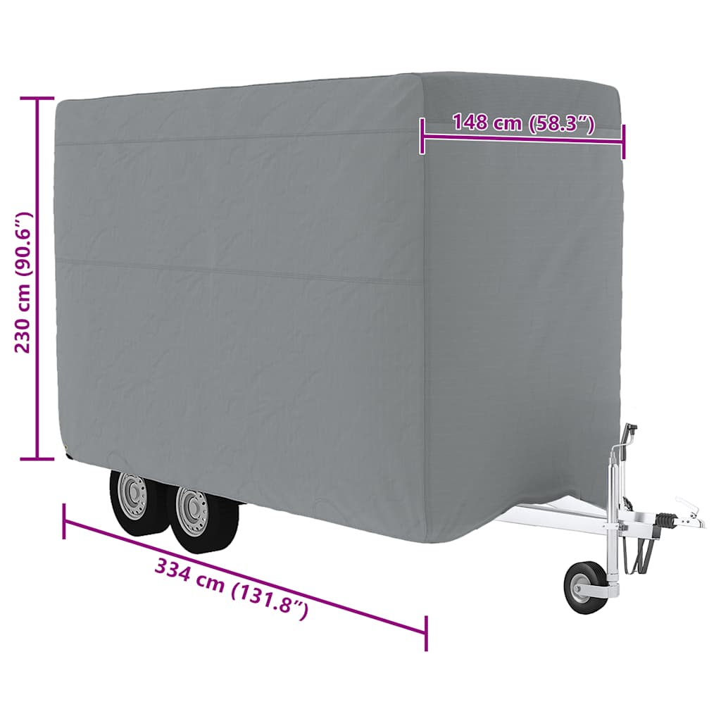 Husă remorcă pentru cai gri 334x148x230 cm țesătură nețesă GartenMobel Dekor