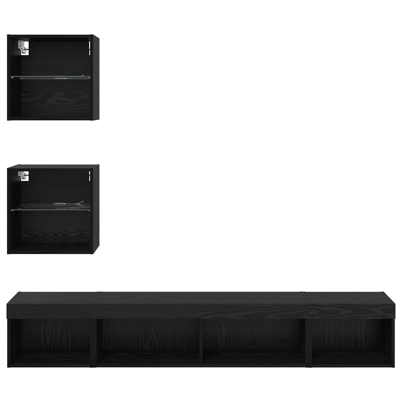 Unități TV de perete cu LED 5 pcs Stejar Negru 100 x 30 x 30 cm GartenMobel Dekor