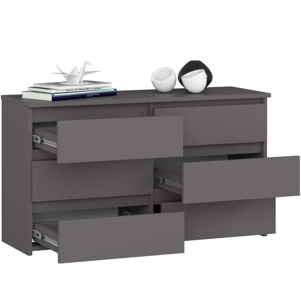 Comoda cu 6 sertare, PAL laminat, 100x35x57 cm, gri Household NewTrend