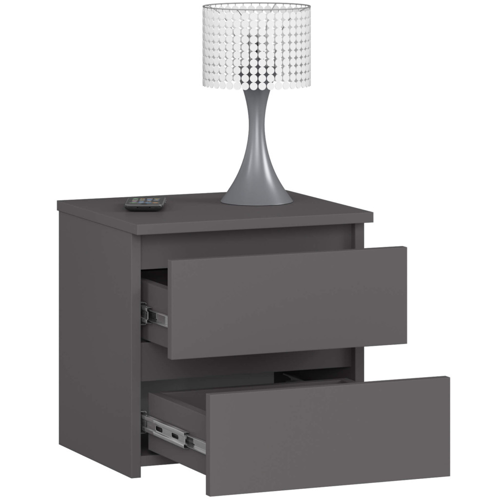 Noptiera cu 2 sertare, din PAL laminat, 40x35x40 cm, gri grafit Household NewTrend