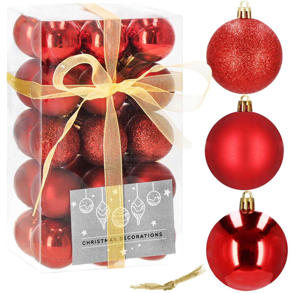 Set globuri de Craciun, 30 bucati, 3 modele, 3cm, rosu Household NewTrend