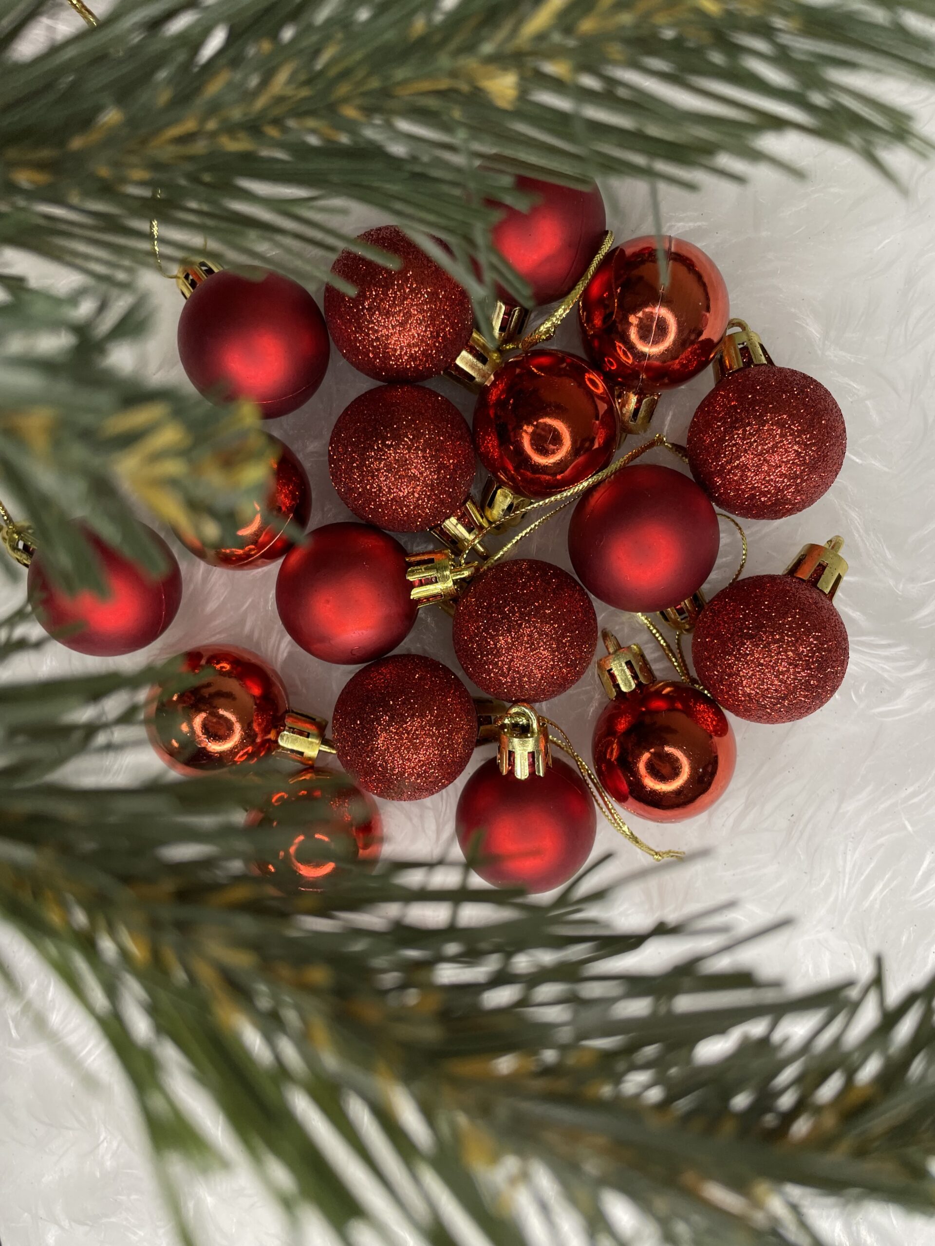 Set globuri de Craciun, 30 bucati, 3 modele, 3cm, rosu Household NewTrend