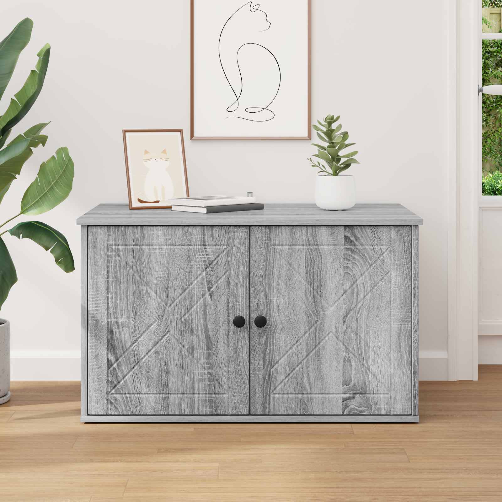 Casa pentru pisici Gri Sonoma 85 x 55 x 50 cm Lemn compozit GartenMobel Dekor