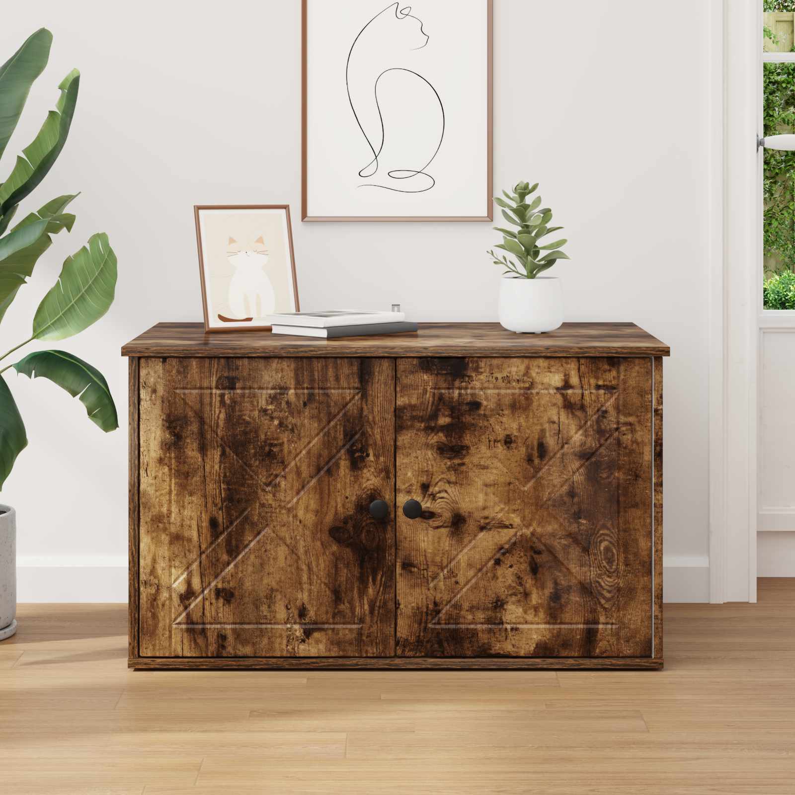 Casa pentru pisici Stejar fumuriu 85 x 55 x 50 cm Lemn compozit GartenMobel Dekor