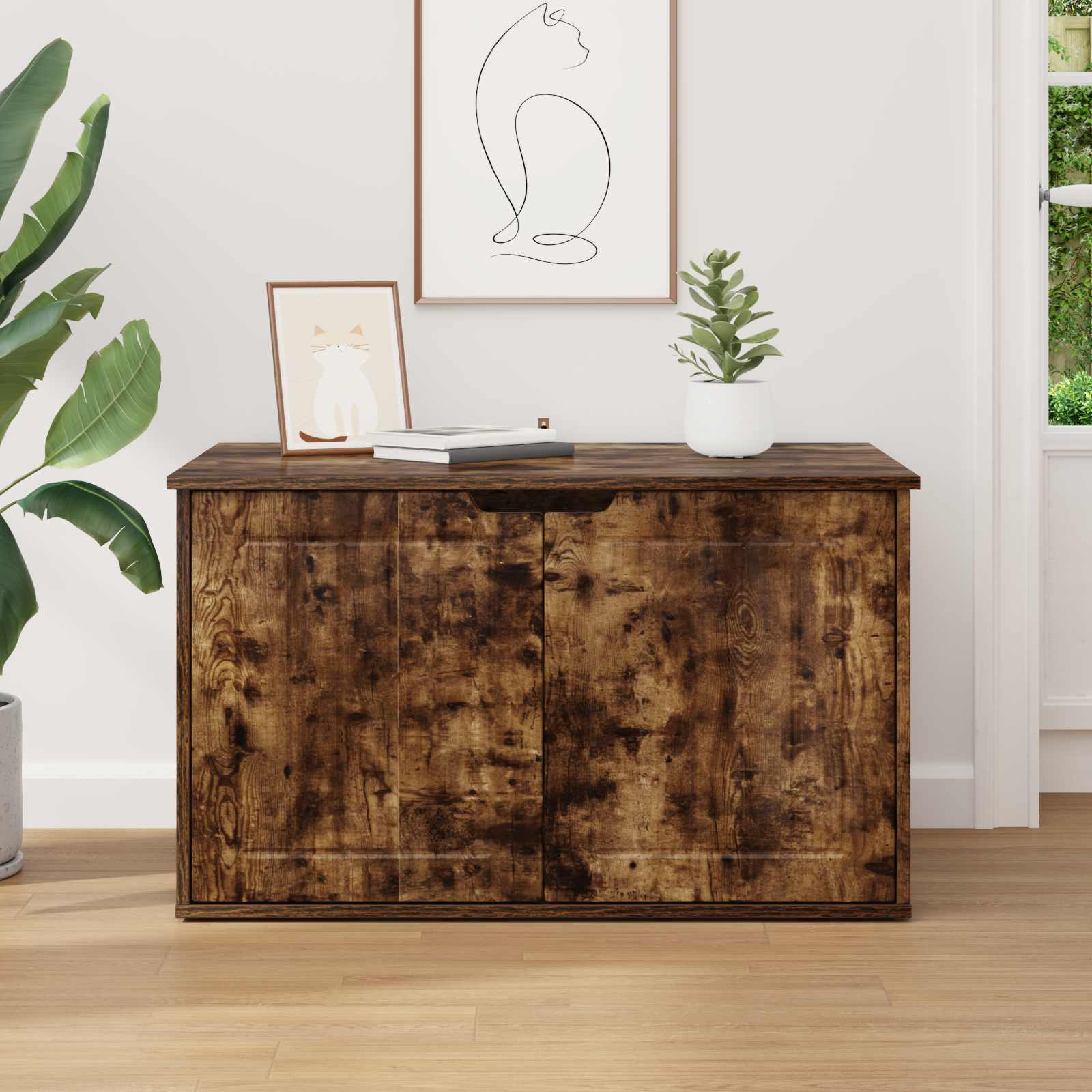 Casa pentru pisici Stejar fumuriu 85 x 55 x 53,5 cm GartenMobel Dekor