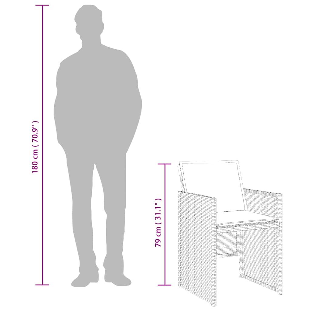 Set mobilier de grădină cu perne, 13 piese, gri, poliratan GartenMobel Dekor