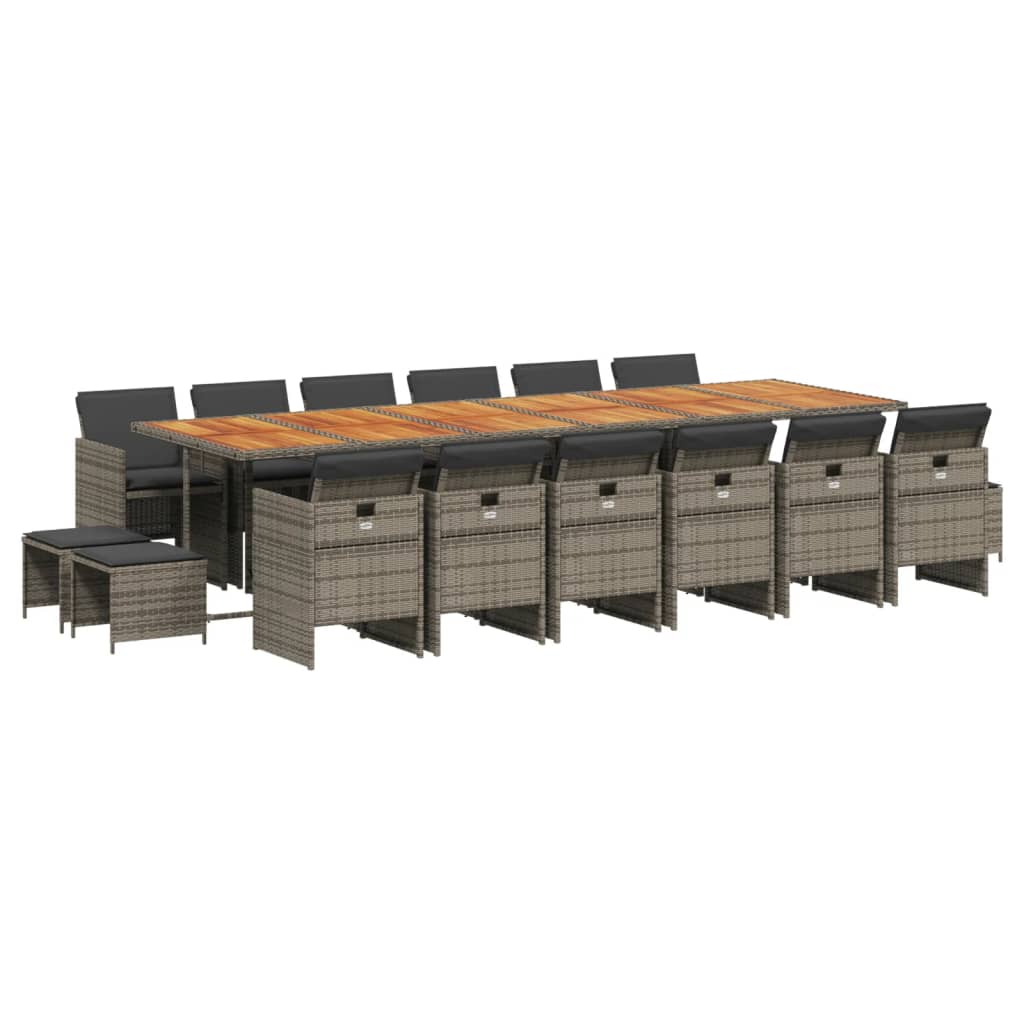 Set mobilier de grădină cu perne, 17 piese, gri, poliratan GartenMobel Dekor