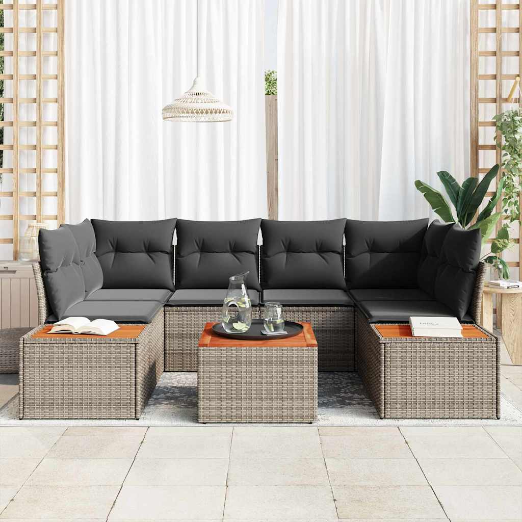 Set de canapele pentru grădină cu pernă 6 pcs Gri Rattan poli GartenMobel Dekor