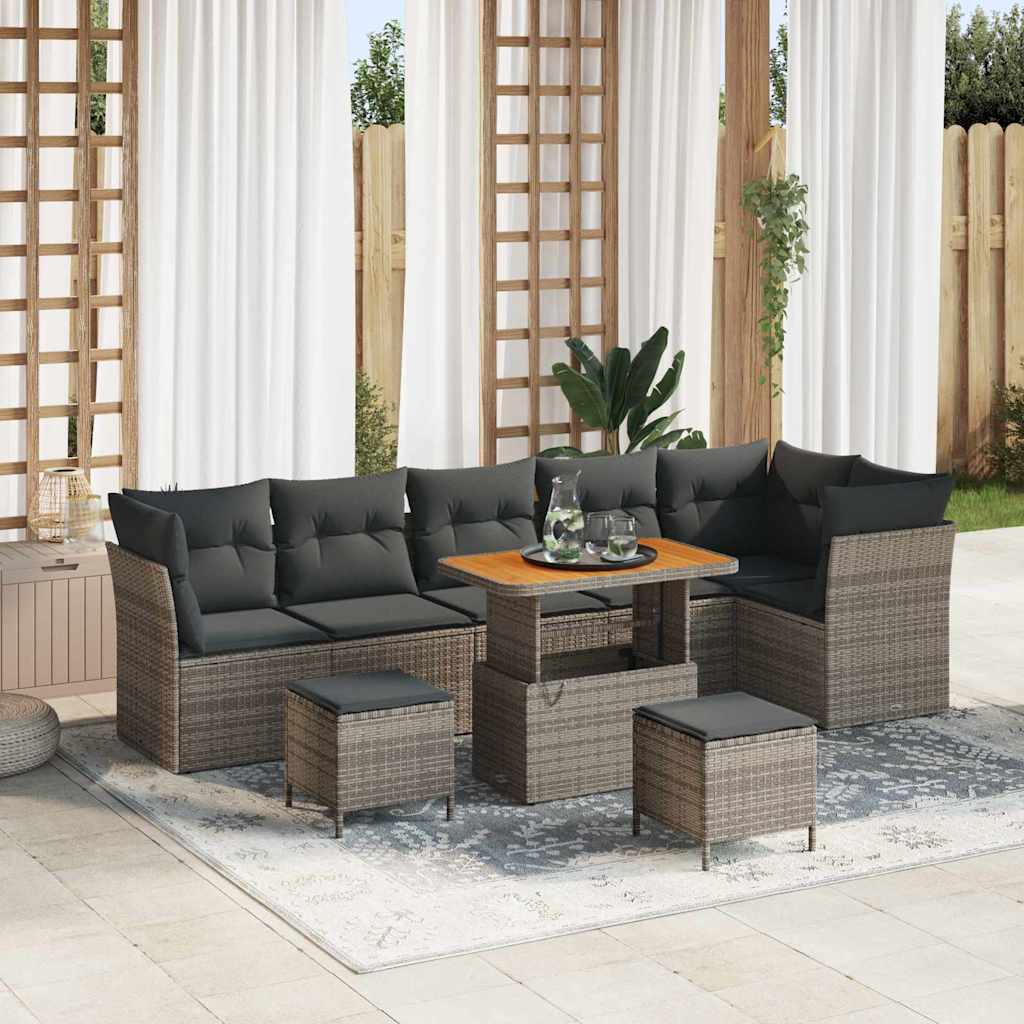 Set de canapele pentru grădină cu pernă cu depozitare 9 pcs Gri GartenMobel Dekor
