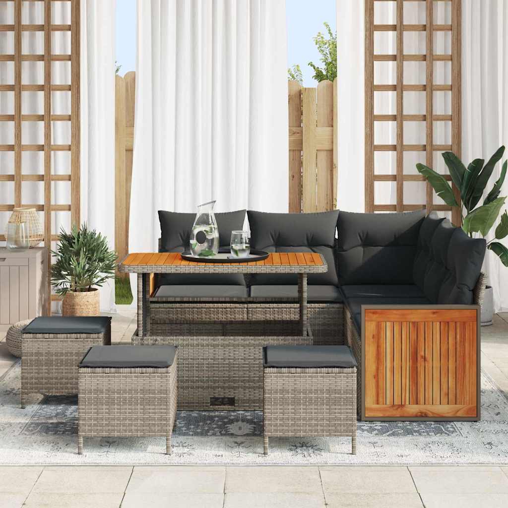 Set de canapele pentru grădină 8 pcs Gri Gri închis poliratan GartenMobel Dekor