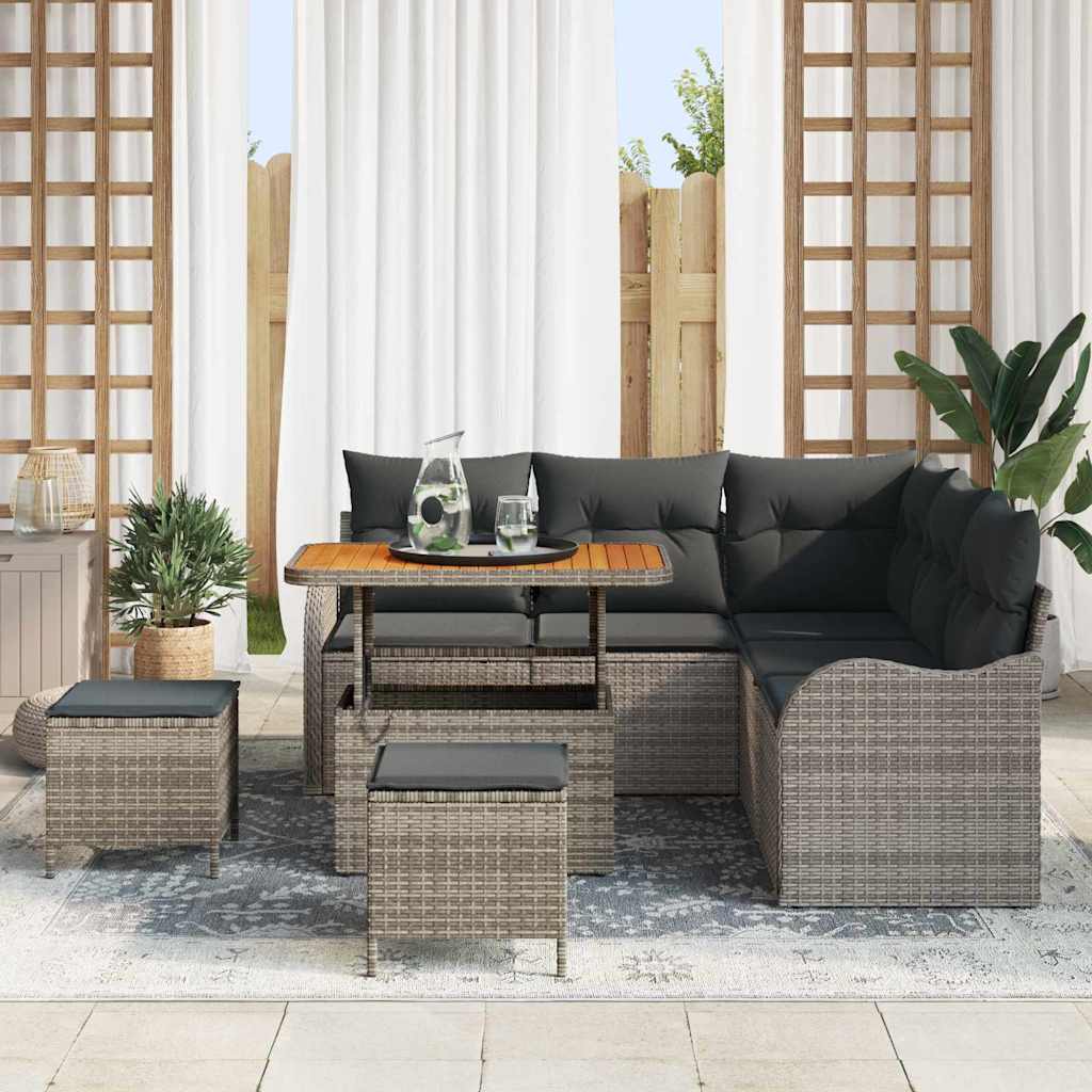 Set de canapele pentru grădină cu pernă cu depozitare 8 pcs Gri GartenMobel Dekor