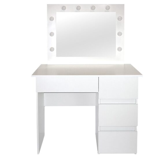 Masa de toaleta/machiaj, Irina, alba, cu oglinda si LED-uri, 94x43x141 cm GartenVIP DiyLine