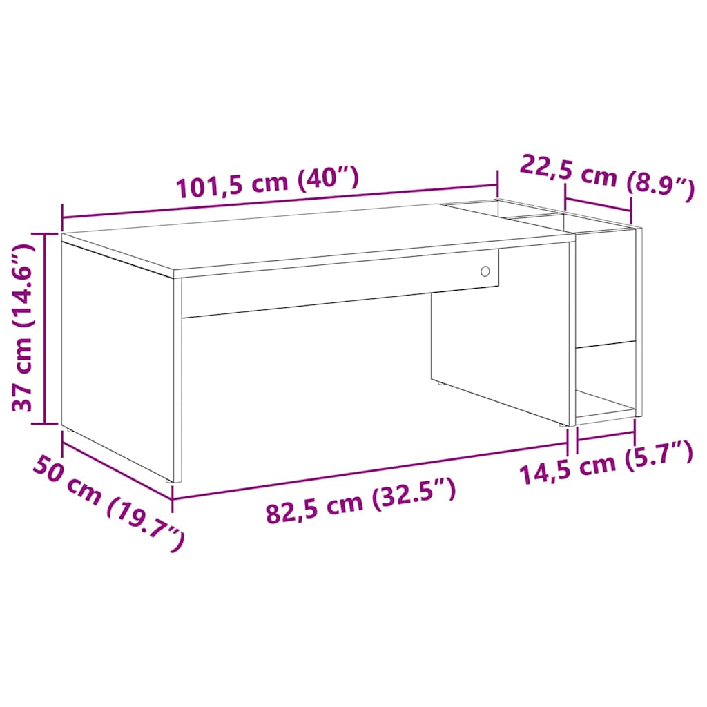 Masă de cafea Alb 101,5 x 50 x 37 cm Lemn compozit GartenMobel Dekor