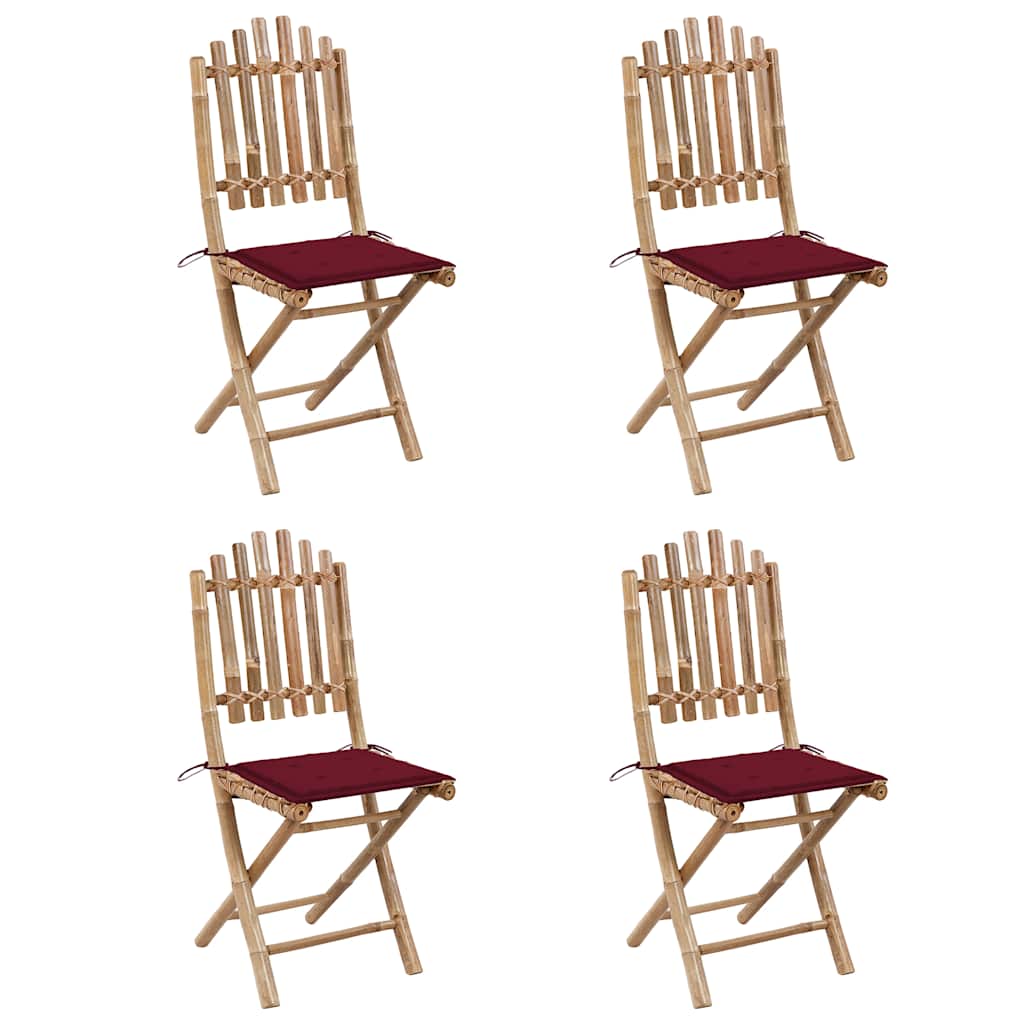 Set mobilier de exterior pliabil, cu perne, 5 piese, bambus GartenMobel Dekor