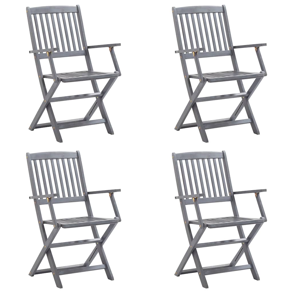 Scaune pliabile de exterior cu perne, 4 buc., lemn masiv acacia GartenMobel Dekor