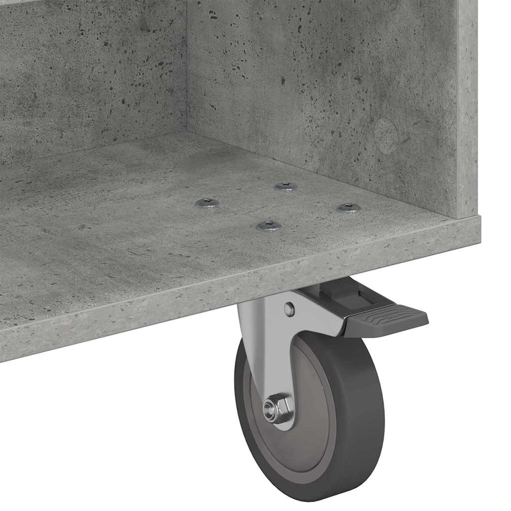 Masă laterală cu roți Gri din beton 90 x 50 x 30 cm GartenMobel Dekor