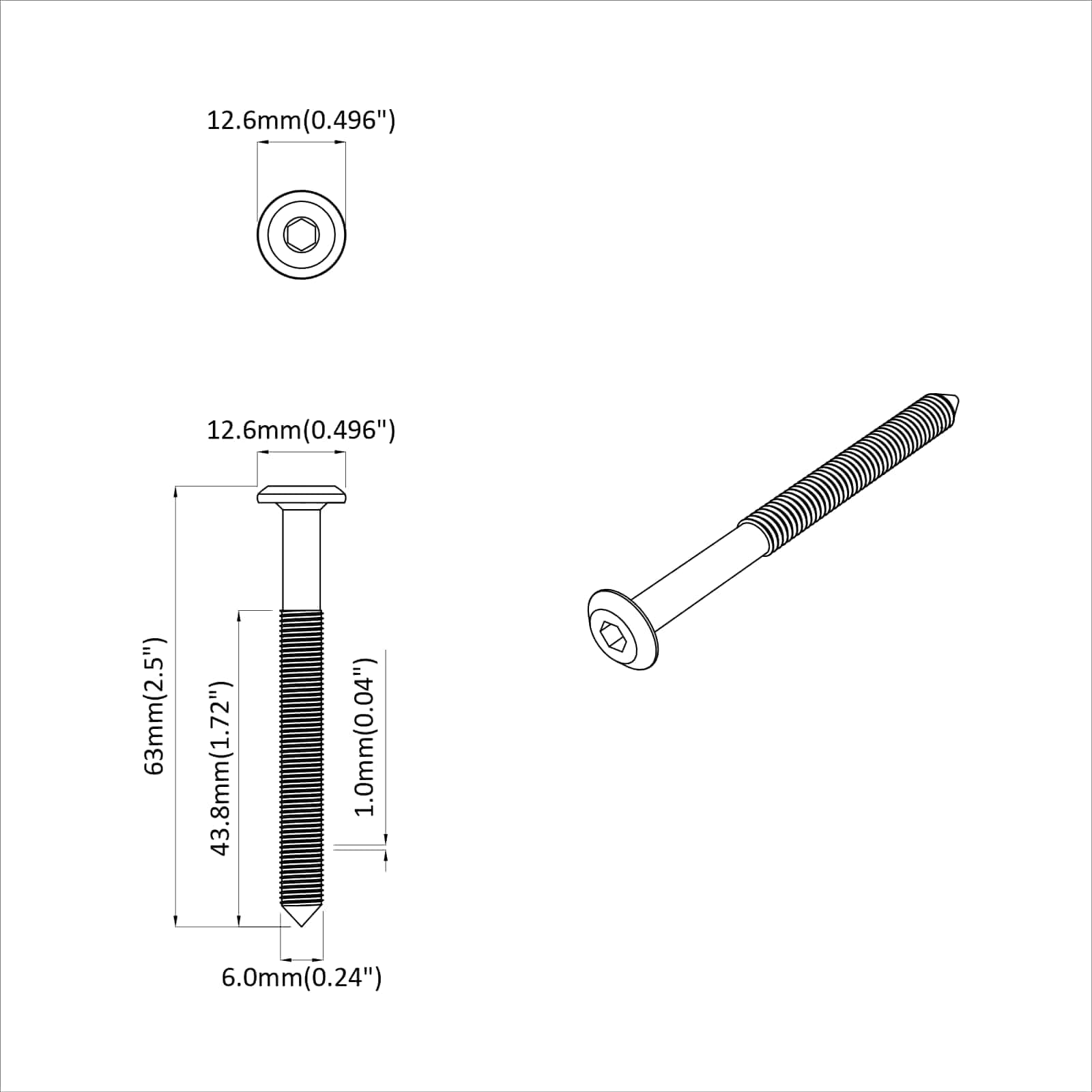 Șurub 2 pcs Argintiu M6 x 60 mm Oțel GartenMobel Dekor
