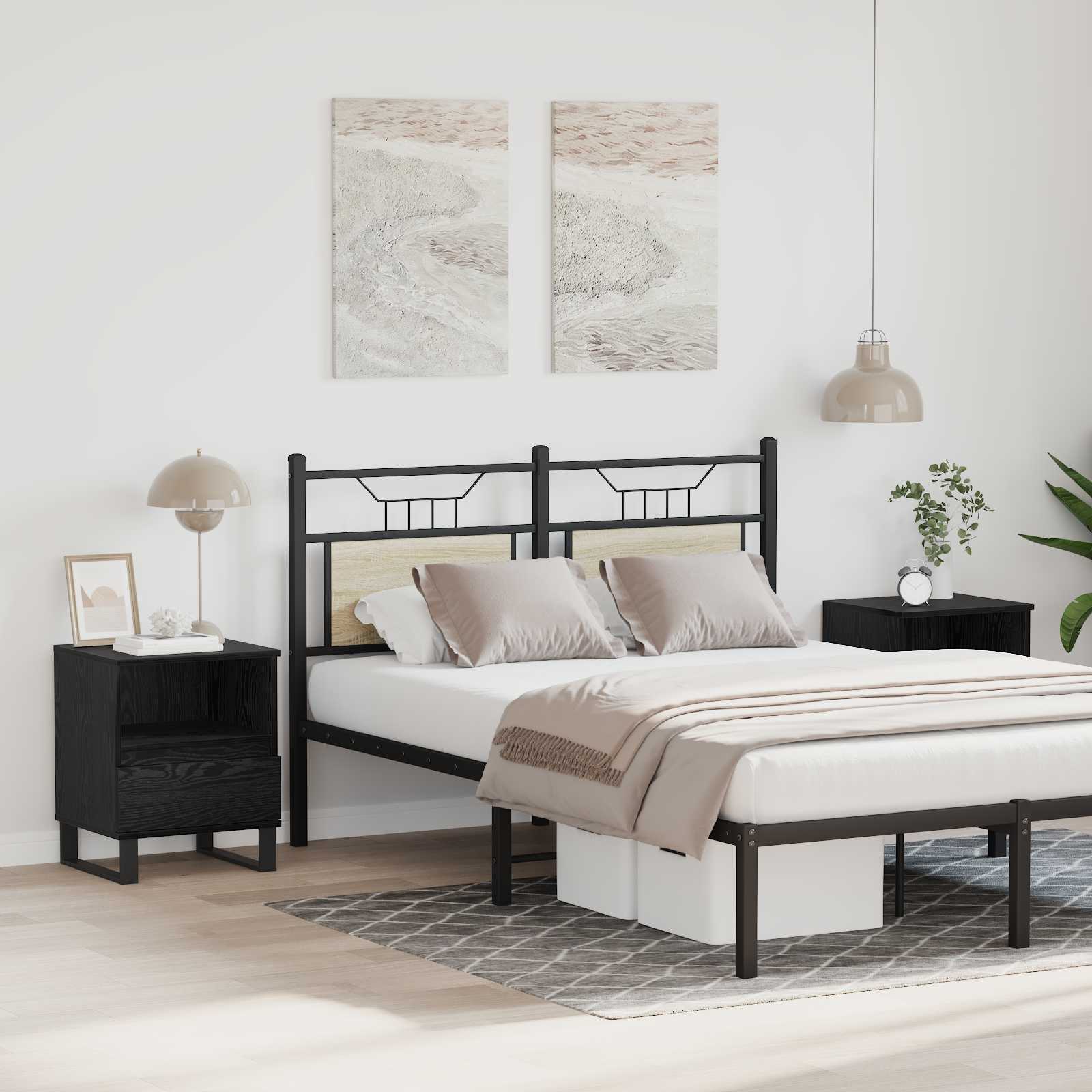 Dulap de pat Stejar Negru 40 x 35 x 50 cm Lemn compozit GartenMobel Dekor