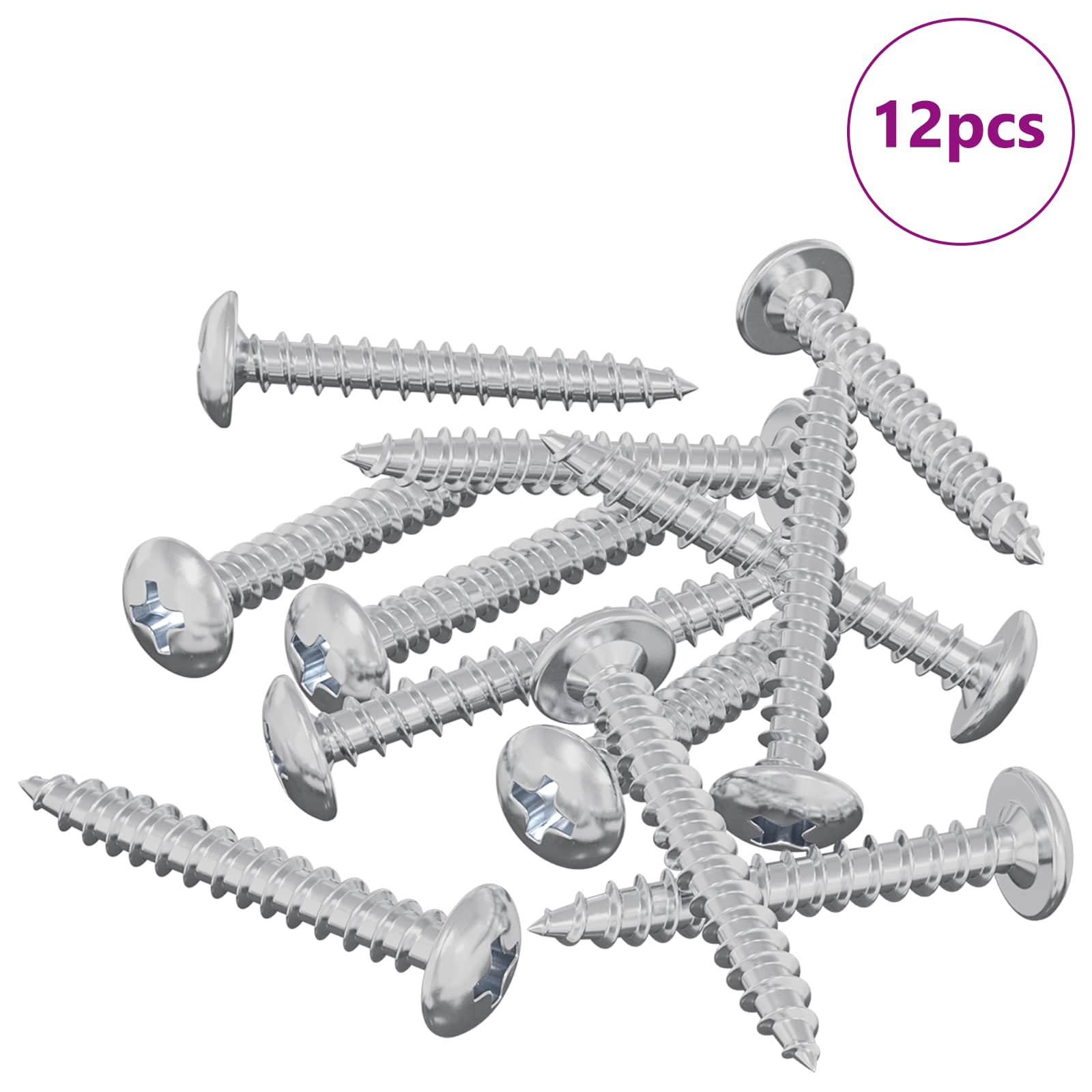 Șuruburi din Lemn 12 pcs Argintiu M4 x 28 mm Oțel GartenMobel Dekor